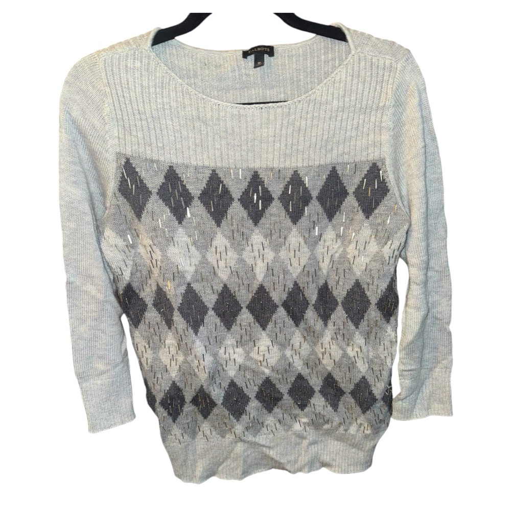 Talbots Argyle Wool Sweater M